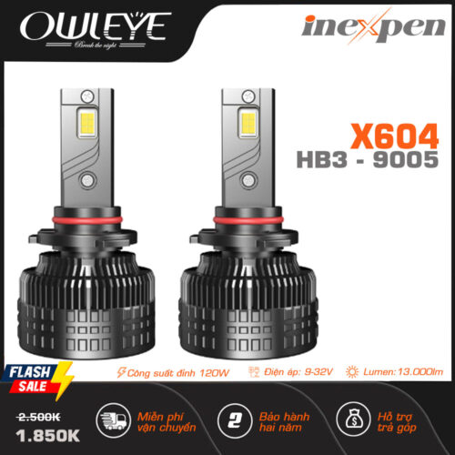 Inexpen x604, mẫu bóng đèn led ô tô công suất cao 120W đến từ Owleye 1 Đèn-led-ô-tô-H4-sáng-nhất-hiện-nay-Owleye-X604-inexpen-9005-hb3